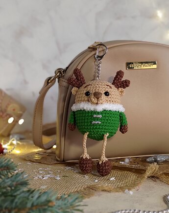 Brelok renifer, Brelok jelonek, Brelok na prezent, Zawieszka do torebki, EcoToysByNastya