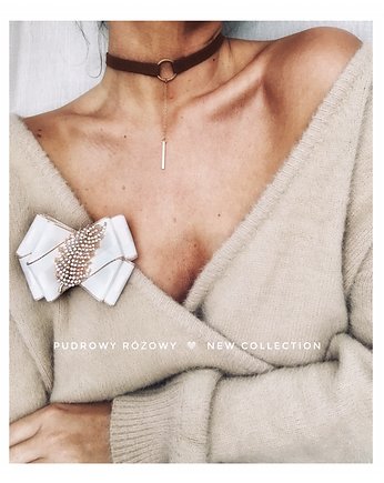 Brosza z Cudownym Liściem NEW, Pudrowy Różowy
