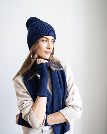 Czapka Merino & cashmere atramentowa, Lucky HandMade