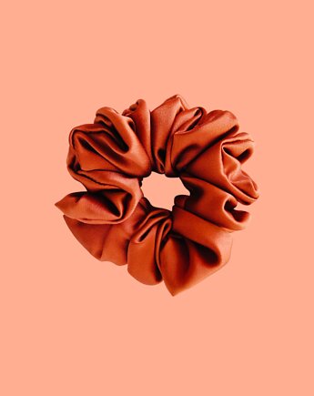 Gumka jedwabna, scrunchie, frotka miedziana brązowa MAXI, Capillum