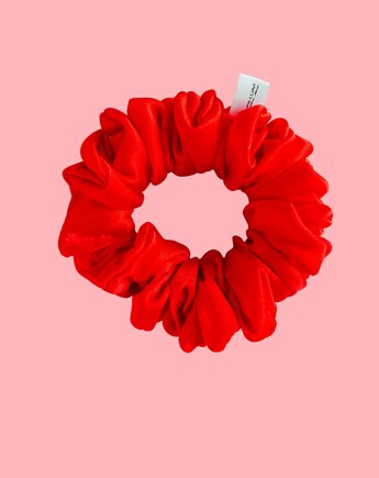 Gumka jedwabna, scrunchie, frotka neonowa czerwień MIDI, Capillum