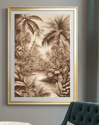 PLAKAT boho dżungla tropikalna liście palma, black dot studio