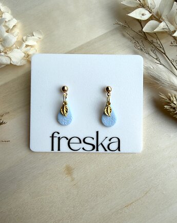Kolczyki Krople z listkiem - błękitne LIMITED, freska