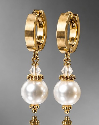 Kolczyki pozłacane Pearls [white] perły vol. 26, KiKa pracownia