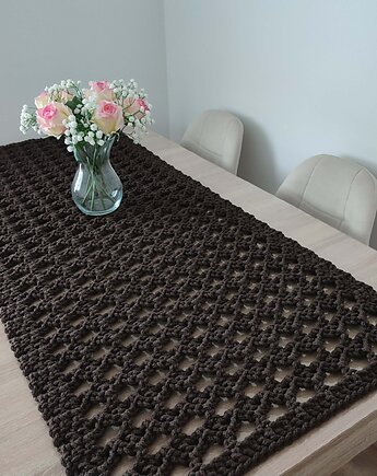 Bieżnik prostokątny szydełkowy ze sznurka 58cmx138cm, MISZ MASZ Dorota Tyszko