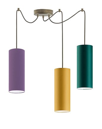 Kolorowa lampa wisząca pająk do salonu z abażurami tuba VIZELA T3, LYSNE