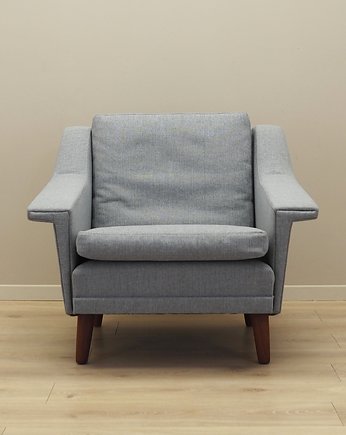 Fotel szary, duński design, lata 60, produkcja: Dania, Przetwory design