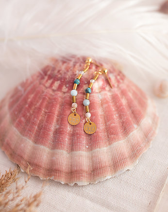 Kolczyki Zodiac Wodnik Opal Akwamaryn Turkus, w hand works