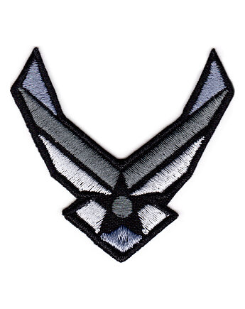 Naszywka naprasowanka US AIR FORCE termo haft POLSKIE 6x5,8cm szara, Wyszywane