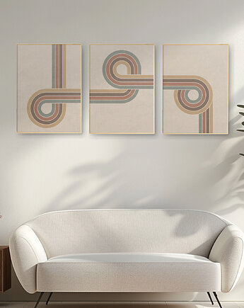Zestaw 3 plakatów, Mid Century, retro, oryginalna dekoracja na ścianę., Grawisfera