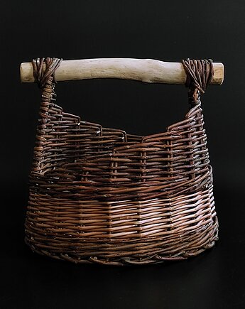 Wiklinowy koszyk z drewnianym uchwytem, KOSZi