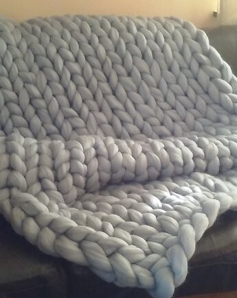 Duży koc z merynosów, jasny szary, ArteDania