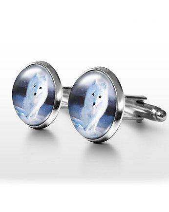 Biały lis - spinki do mankietów, yenoo