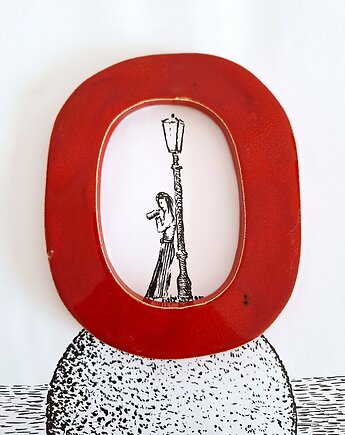 Ramka ceramiczna czerwona dekoracja ścienna, Wooden Love