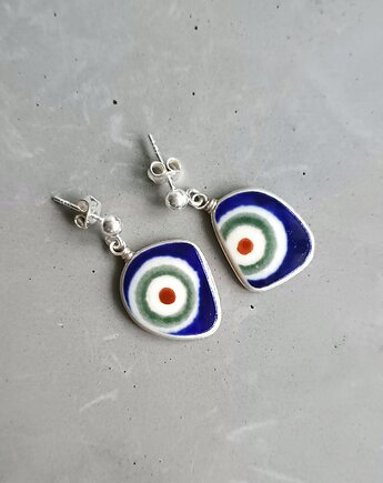 Kolczyki ceramiczne Bolesławiec, biżuteria z talerzy