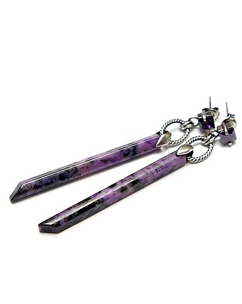 Kolczyki srebrne Stick vol. 9/purple/ , Katia i krokodyl