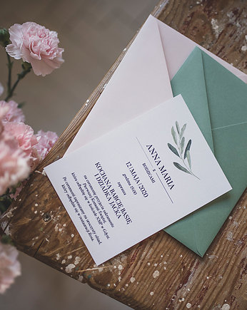 Zaproszenie na Pierwszą Komunię LEAFY SIMPLE, Papel