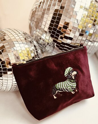 Welurowa kosmetyczka jamnik, RUDNIK