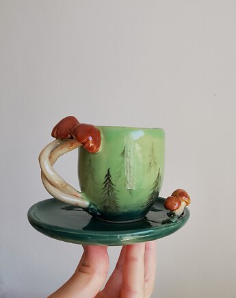 *rezerwacja Filiżanka espresso z grzybkami, leśna, Sztuka Dzielna