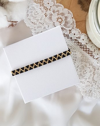 Bransoletka zygzak czarno-złoty, LEI handmade 