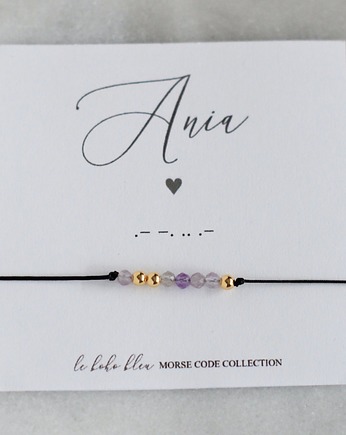 Ametyst - Luty - Bransoletka z Alfabetem Morse'a, Le Boho Bleu