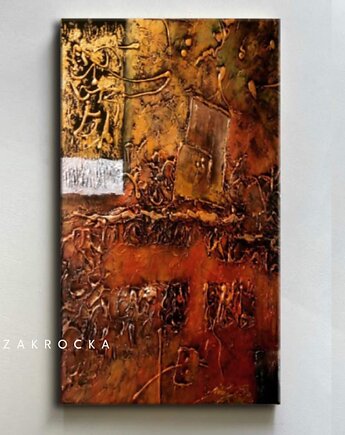 Obrazy do salonu z  kompozytu zywiczego - metaliczne odcienie złota i miedzi, art and texture