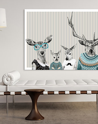 OBRAZ NA PŁÓTNIE -  Rodzina jeleni 120x80, LUdesign gallery