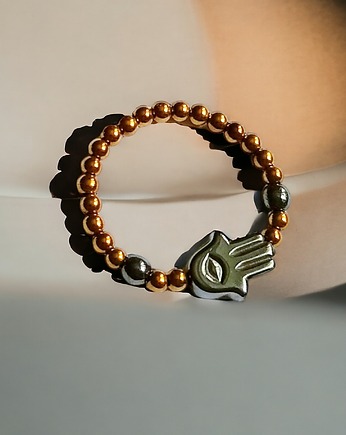 Hamsa - talizman chroniący od zła - pierścionek :: hematyt I, kaktusia