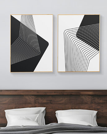 Czarno-białe plakaty geometryczne, minimalistyczne, do salonu, sypialni., Grawisfera