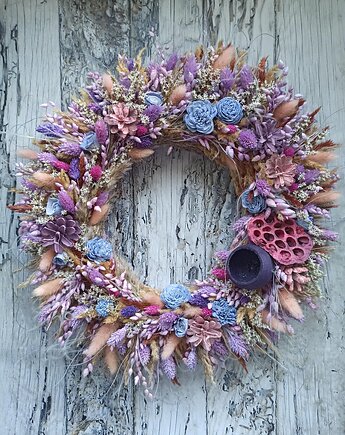 Jesienny wianek na drzwi #j7, dekoracja z suszu 45 cm, Homeliness Art Decor