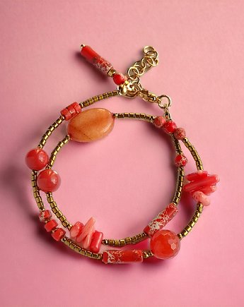 Podwójna bransoletka ORANGE : summer collection : POMARAŃCZOWA, kaktusia