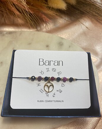 Bransoletka nić jedwabna, kamienie naturalne, bransoletka Zodiakalna Baran, la liva art