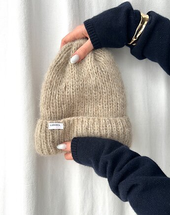 Czapka Kinu z alpaki i jedwabiu  handmade, GANGSTA KNIT