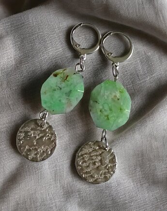 LUX. UNIKATOWE kolczyki : chryzopraz II, kaktusia