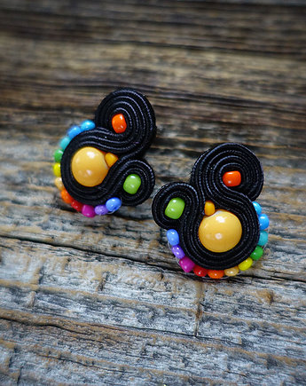 Kolorowe Lentinki- kolczyki soutache, Mrosoutache