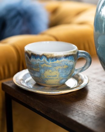 Kubek jumbo OBŁOK z talerzykiem, Ceramiczności