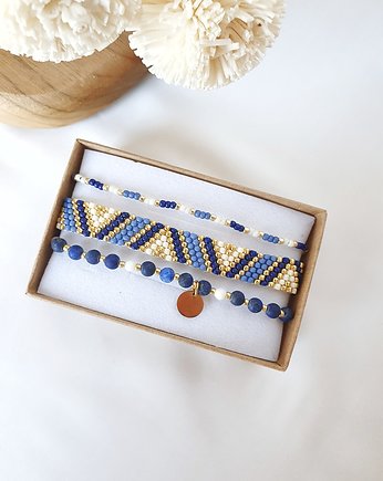 Zestaw bransoletek z lapisem lazuli, LEI handmade 