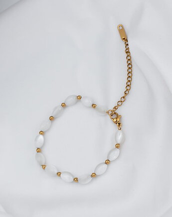 Perłowa bransoletka Aria ze stali chirurgicznej pozłacana 18k, Paraiso