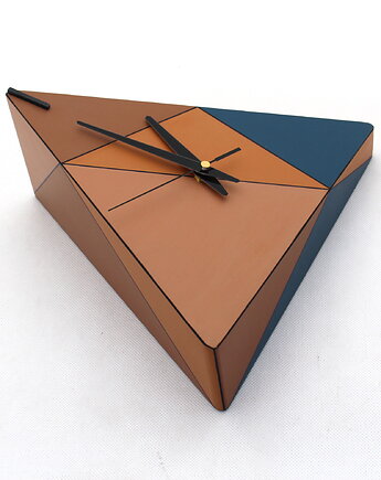 Zegarek geometryczny na ścianę unikatowy, Clock Wood Studio