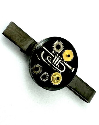 SPINKA DO KRAWATA - dla muzyka - trąbka (black) handmade, DROBINY CZASU