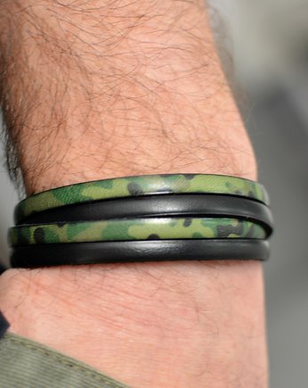 Bransoletka SKÓRZANA MILITARY DUO  STEEL, Beezoo