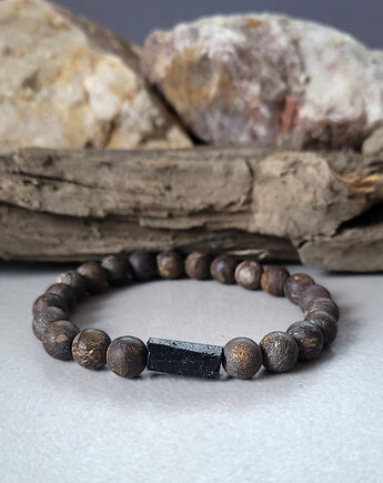 Męska bransoleta z surowym Turmalinem, Seylla pracownia