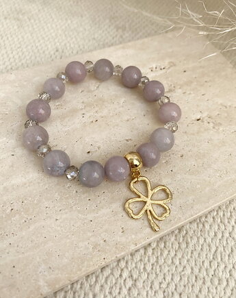 Bransoletka z jadeitów i kryształów- stal szlachetna pozłacana, Coccola JEWELLERY