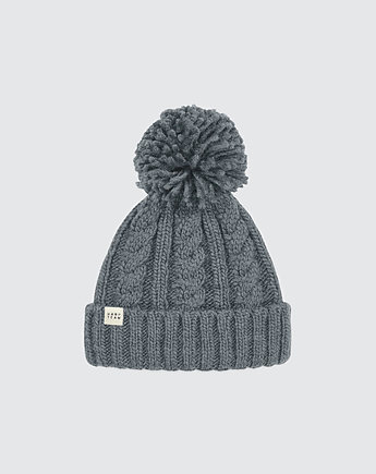 Czapka beanie w warkoczowy splot szara, HARP TEAM