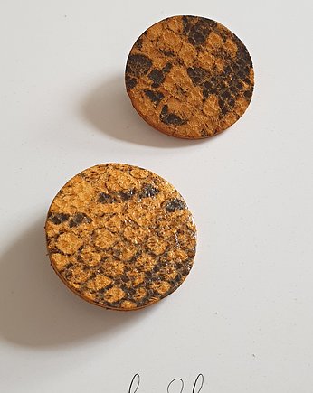 Kolczyki SUN   musztardowe ze skóry naturalnej, Malena Dul