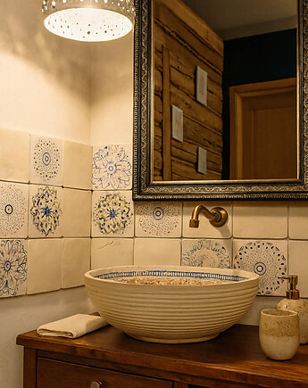 Płytki ceramiczne Rozeta Mix duże, ręcznie robione kafle z unikalnymi wzorami, Ceramika Nastawka