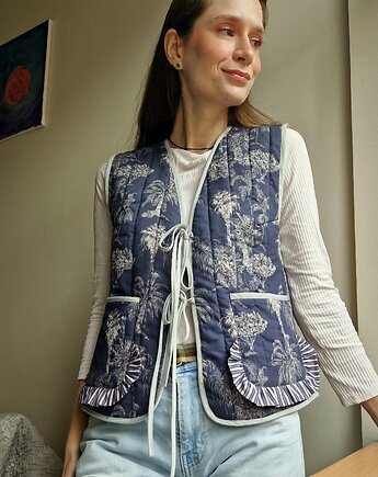 Kamizelka pikowana upcyklingowa damska z wiązaniem, From.us brand