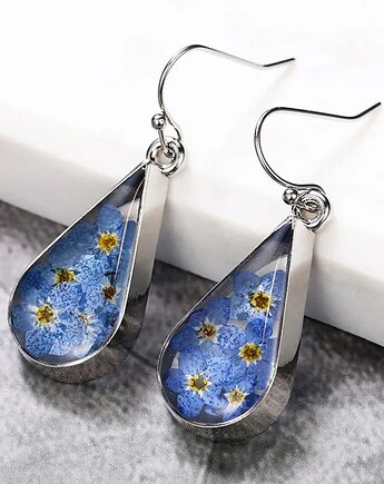 Kolczyki z kwiatami Niezapominajki kropla ? wody, Lovely Jewellery