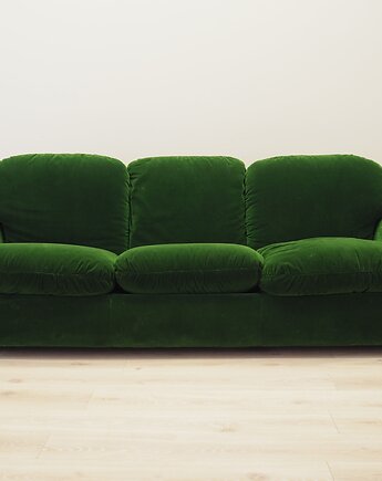 Sofa welurowa zielona, włoski design, lata 70,  Busnelli,  Arrigo Arrigoni, Przetwory design