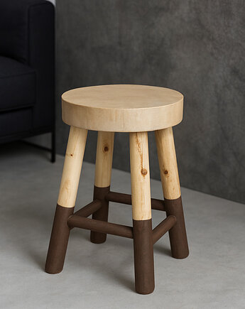 Taboret z drewna paulowni, Stołek w stylu boho, Natea Studio